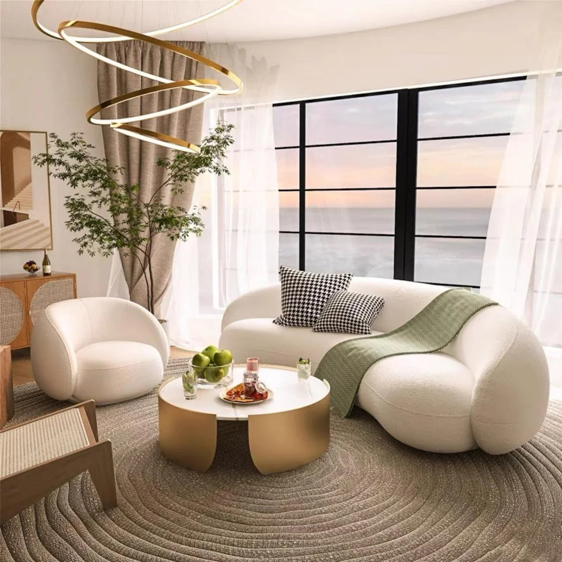 Noble Luxury Fabric Cloud Shaped Sofa