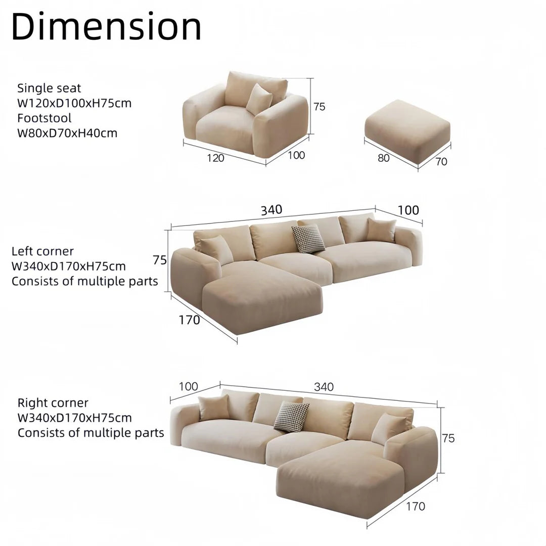 Luxe fleece Fabric Overstuffed Multifunction Sofa set for Livingroom Office