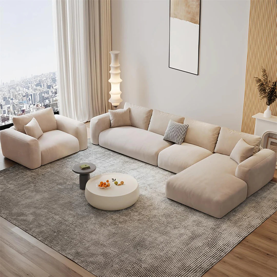 Luxe fleece Fabric Overstuffed Multifunction Sofa set for Livingroom Office