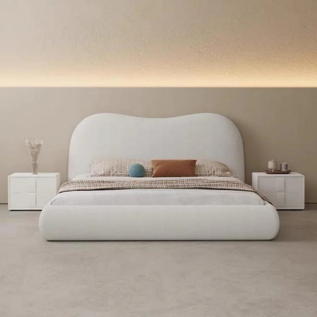 Luxe. Light Luxury Fleece Fabric Wrap Bed Frame for Bedroom Without Mattress.