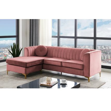 LUXE Cargill Wide Velvet Modular Sofa & Chaise