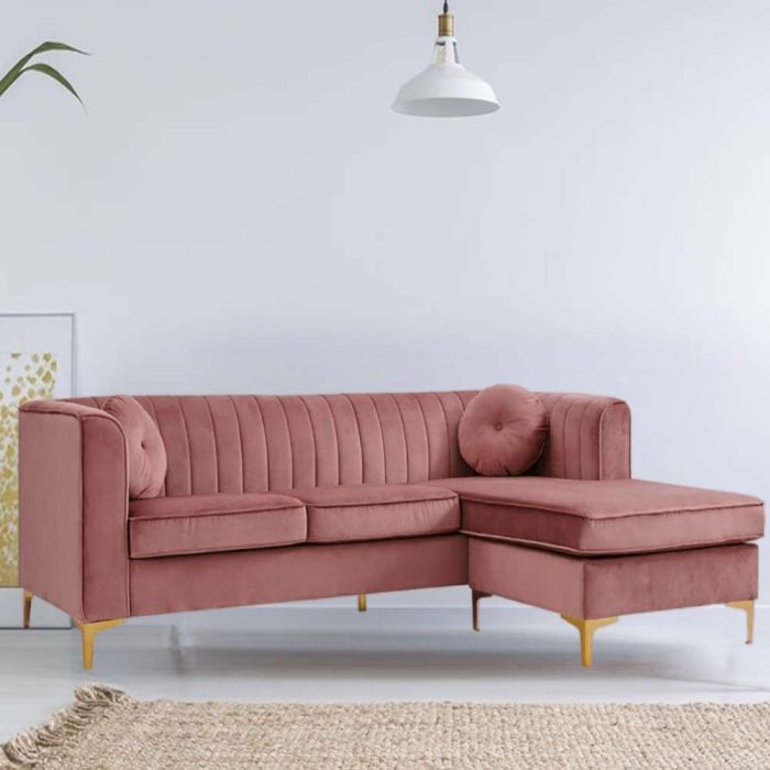 LUXE Cargill Wide Velvet Modular Sofa & Chaise