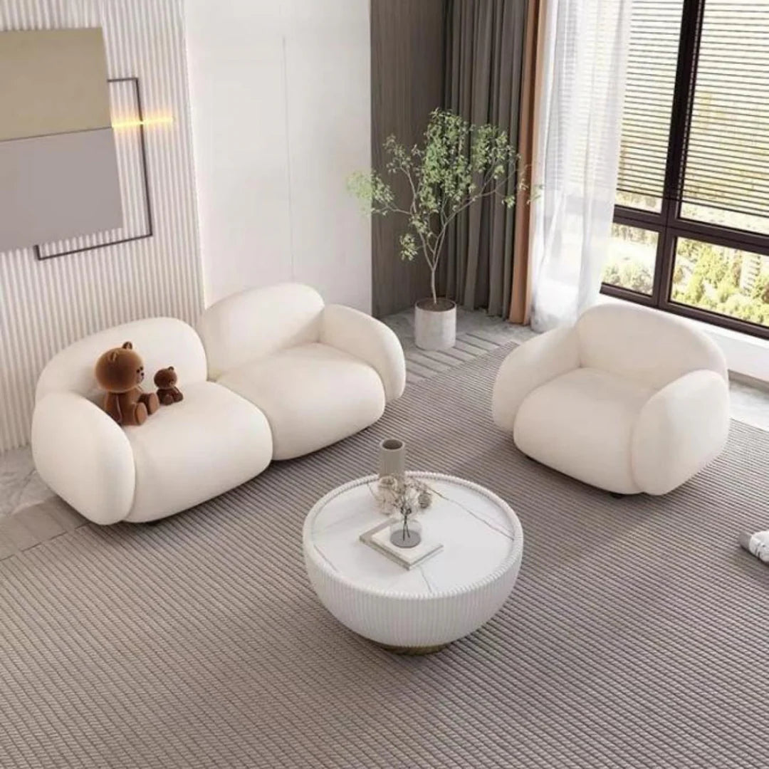 Luxe Fleece Fabric Overstuffed Multifunction Sofa Chair set for Living room.
