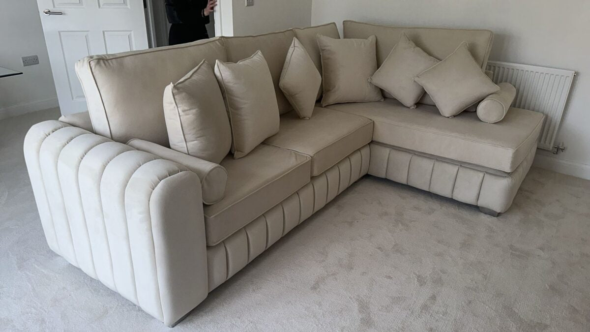 L Shaped Oyster Oxford Corner Sofa