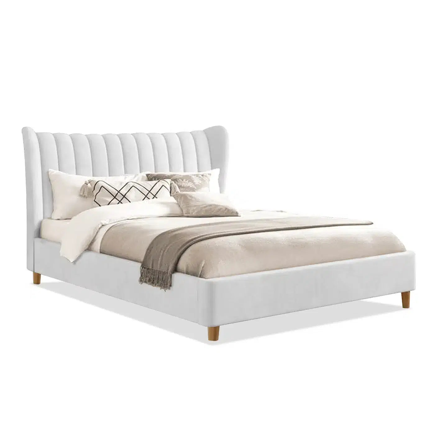 Bed Nora (Queen Size) in Velvet Light Grey