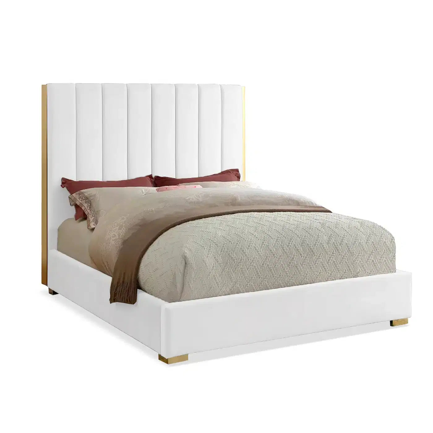Bed Omar (King Size) in Velvet Off-White